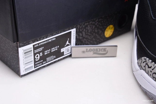 Rep TBkick CT8532-050 Court Air Jordan Black Retro 3 Purple 0703